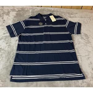 St Johns Bay Super Pique Blue Polo Shirt White Stripes Size XL ( NWT )
